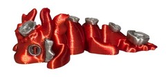 3D Printed – 2″ Mini Rose Dragon – Red / Silver – #3034-4243