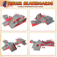 Finger Skateboard Park Kits,14 in 1 Skateboard Finger Toys with 8 Finger Skatebo