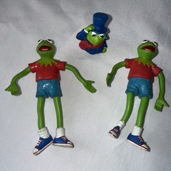 Vtg Lot Of 3 Jim Henson’s MUPPETS Kermit the Frog 5” Bendable Figure Just Toys
