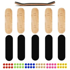 10PCS 30mm x 100mm Fingerboard Wooden Maple Deck & 48pcs Non Bearing Wheels Set