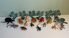 25 Piece Lot VNTG Plastic Dinosaur Toys & Trees Multiple Species-China 1993-2001