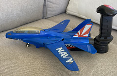 VTG 1989 Hasbro Flying Fighters? Blue Navy Jet Plane WORKS RARE HTF