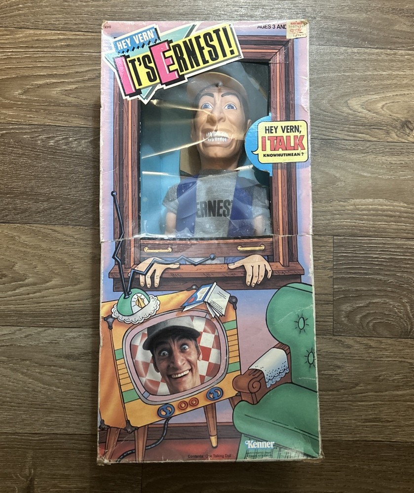 Kenner Vintage 1989 Hey Vern It’s Ernest Pull String Talking Doll 16″ Box READ