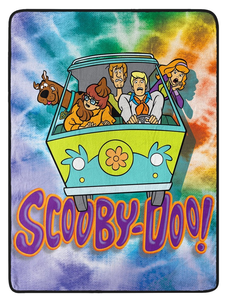 Scooby Doo Tie Dye Gang Mystery Machine Fleece Super Plush Throw Blanket 46″ x