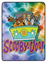 Scooby Doo Tie Dye Gang Mystery Machine Fleece Super Plush Throw Blanket 46″ x
