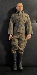 Military Action Figure Beige Black with Clothes Belt Boots Plastic Fabric