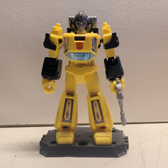 Blokees Transformers Sunstreaker Autobot Yellow Action Figure w/ Gun & Stand