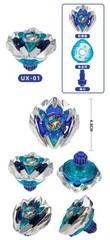 Burst Beyblade UX-01 Blue Silver Master Starter Spinning Top Gyro w/Launcher