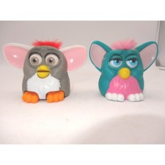 Vintage McDonalds Furby Tiger Electronics 1998 Happy Meal Toys Grey Teal Set 2