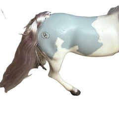 Grand Champion Grey White Pinto Horse Toy Figurine Brushable Mane Tail Horseshoe