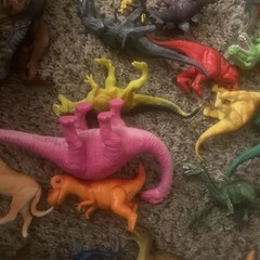 Large Mixed Lot of 41 Vintage Dinosaurs Lion animals Toys Figures 3” To 9” Dinos