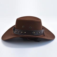 New Artificial Suede Western Cowboy Hats Vintage Big-edge Gentlemen Cowgirl