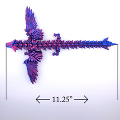 Qty 4 Articulated Crystal Dragon Toys 11.25″ 3D Printed Dragon Fidget Desk Pets