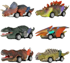 Dinosaur Toy Pull Back Cars, 6 Pack Dino Toys for Kids Ages 3 and Up