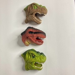 Lot of 3 Realistic T-Rex Dinosaur Heads Hand Puppets Soft Rubber Silicone