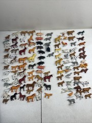 Lot of 105 Various Land Animals Farm Toy Figures Cow Horse Dog Pig Sheep Cat ETC