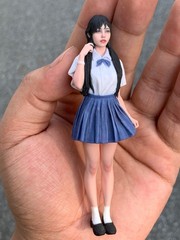 Painted 1/16 1/18 1/12 Asia Student Girl Uniform Statue Dispaly For Cars Vehicle