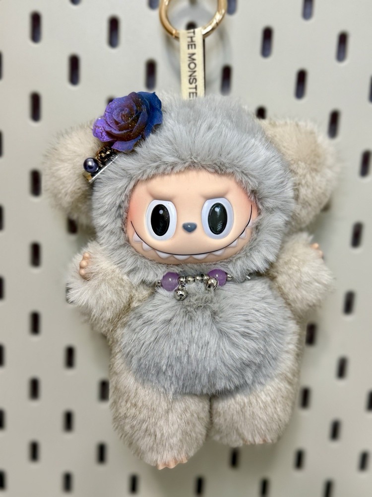 NEW Custom Made MONSTERS Soft Cream & Gray PANDA BEAR Plush Pendant Doll