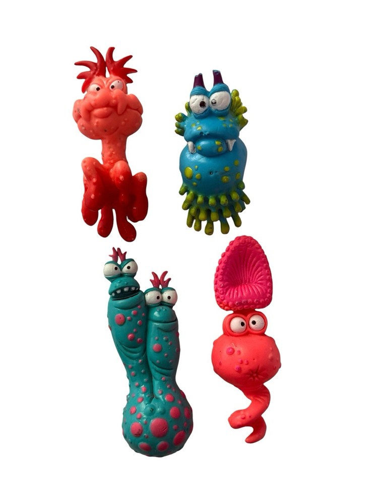 1988 World Of Wonder Germs Lot Of 4 Toys In Fair Condition