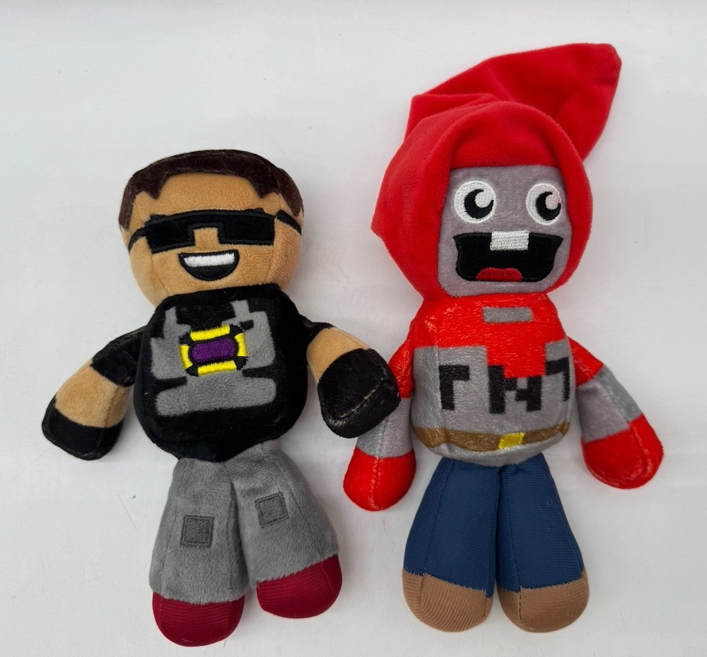 Lot (2) Tube Heroes Plush Exploding TNT & Sky 8″ Stuffed Animal Toys No Tags