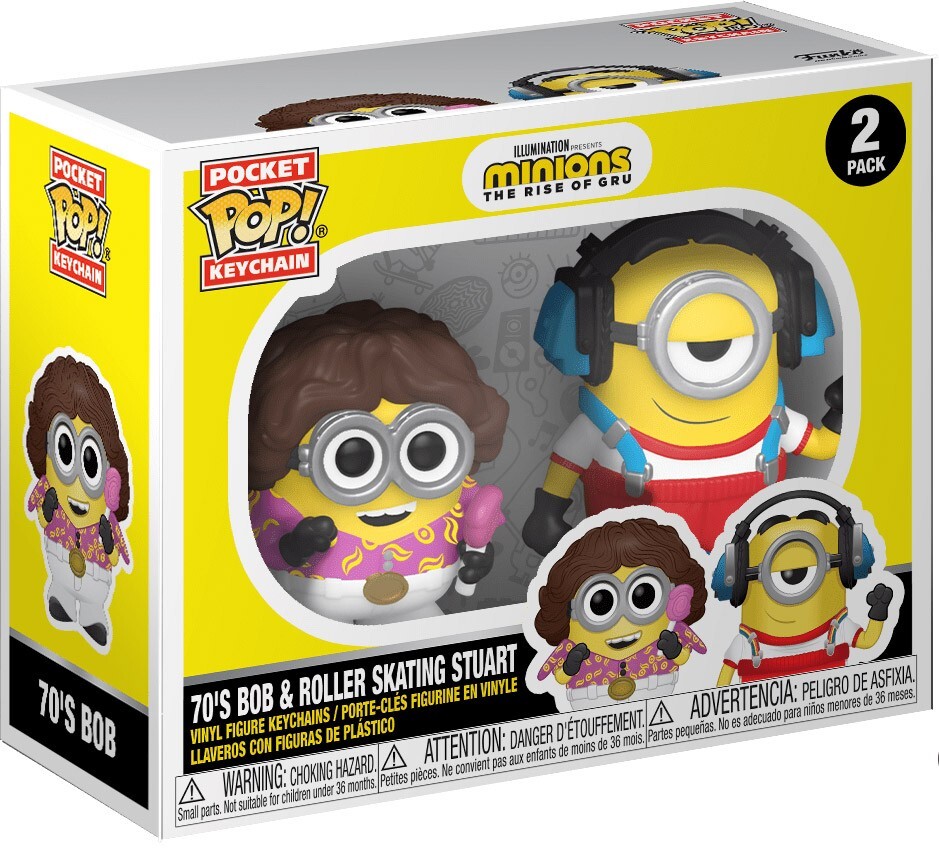 Funko Pocket Pop Keychain Despicable Me 70’s Bob & Roller Skating Stuart Figure