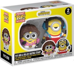 Funko Pocket Pop Keychain Despicable Me 70’s Bob & Roller Skating Stuart Figure