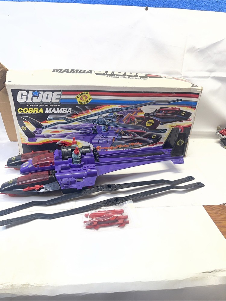 1987 G.I. Joe COBRA MAMBA Helicopter Near COMPLETE w/ Box. Free Shipping!!