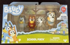 Bluey School Pack Figure Set: Bluey, Rusty, Chloe, Calypso – Kids Toy, NEW