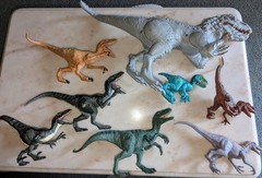 Jurassic World Park Bashers & Biters 8 Pc Lot Indominous Roar Light Up Dinosaurs