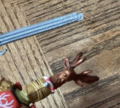 Papo 2007 Knight & Horse Red White Gold Deer Head Helmet Toy *sword Damage