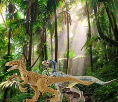 Jurassic Park World Mattel Velociraptor Dinosaur Toy Figure Diorama Backdrop #2