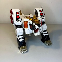 Vintage Mighty Morphin Power Rangers White Tigerzord Deluxe Figure, 1994 w/ Coin