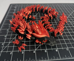 3D Printed Crystal Dragon -PLA- Black and Red – 2 Ft Long – Articulated dragon
