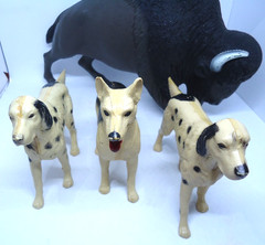 1960’s Canadian Lot Johnny West Action Figure X 1 Buffalo X 3 Dogs Flick & Flack