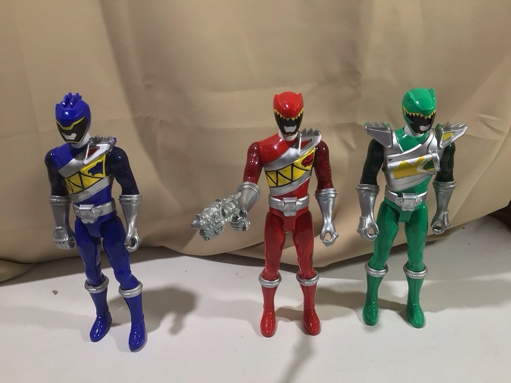 Power Rangers Dino Charge Red Green Blue Ranger 12” Action Figure Lot of 3
