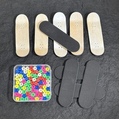 10PCS 30mm x 100mm Fingerboard Wooden Maple Deck & 48pcs Non Bearing Wheels Set