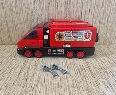2000 Bandai Power Rangers Lightspeed Rescue Pyro Rescue One Fire Truck *TESTED*