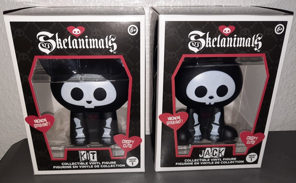 Skelanimals Jack The Rabbit & Kit The Cat Vinyl Figures Hasbro Series 1🐾 🆕️🖤