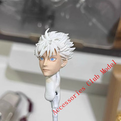 Painted 1/12 Custom Jujutsu Kaisen Gojo Satoru Head Carving For 6″Romankey Figur