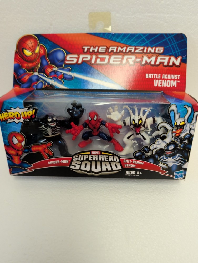 Marvel Super Hero Squad Battle Against Venom 3 Pack Spider-Man Anti-Venom (New)