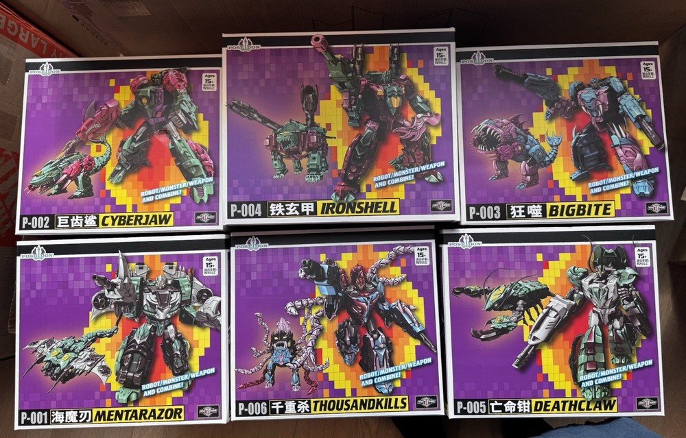 Transformers TFC Toys Poseidon Combiner Set of 6 Complete W Boxes Piranacon (G1)