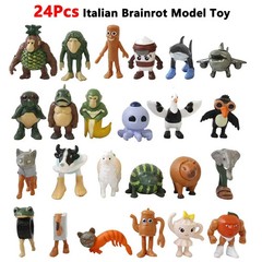 24pcs Italian Brainrot Anime Action Figure Set Tung Tung Sahur Tralalero Tralala