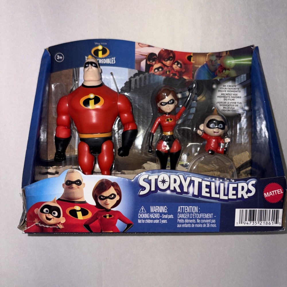 Disney Pixar The Incredibles Storytellers 3 Figure Pack 4.75” Mattel Brand New
