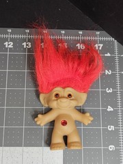 Vintage Ace Novelty Troll Doll Figure Red Hair Belly Gem Made in China 3.5″ Tall