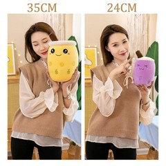 Kawaii Plush Pillow Cute Boba Plushie Stuffed Toys Soft 24cm