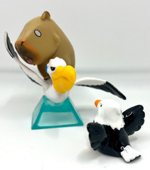 Capybara Figure Riding Seagull w/ Little Bald Eagle Bird Humorous Figure Set