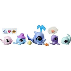 Littlest Pet Shop – Mommy & Babies Dolphin Family Figures (#226-230) – H
