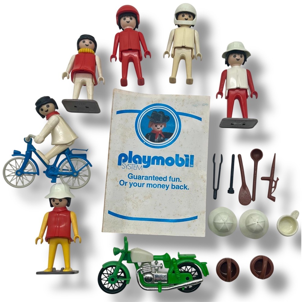 Playmobil Lot Figures Motorcycle Bicycle Accessories Vintage Toy Collection