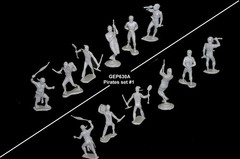 MARX Pirates set #1 6 pirates in 6 poses (gray) Marx playsets toy soldier 54mm
