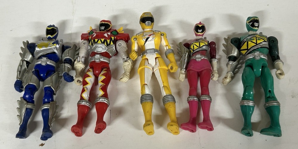 Lot Of 5 Power Rangers -Blue, Yellow, Pink, Green, Red